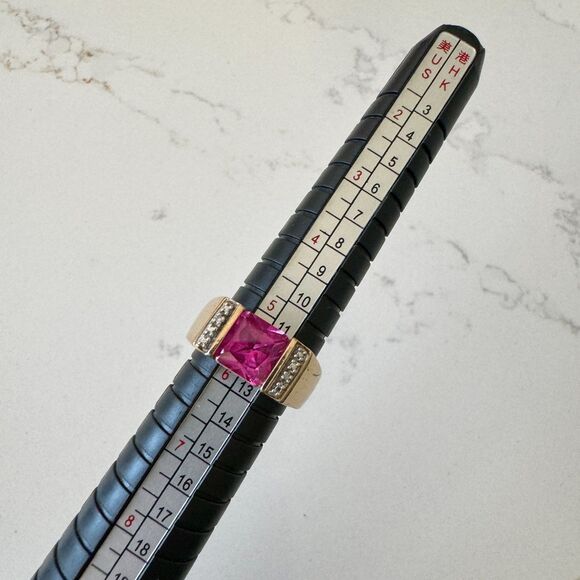 Vintage Gold Ring with Pink Stone size 5.5 - Picture 5 of 8